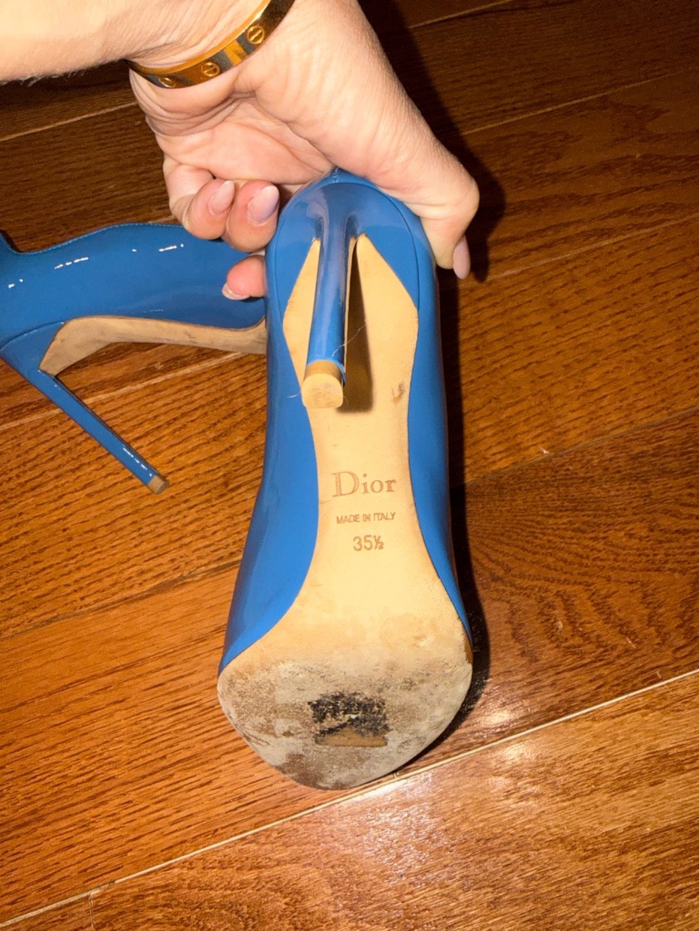 Dior Blue Patent Leather Pointed-Toe Pumps - Picture 5 of 5